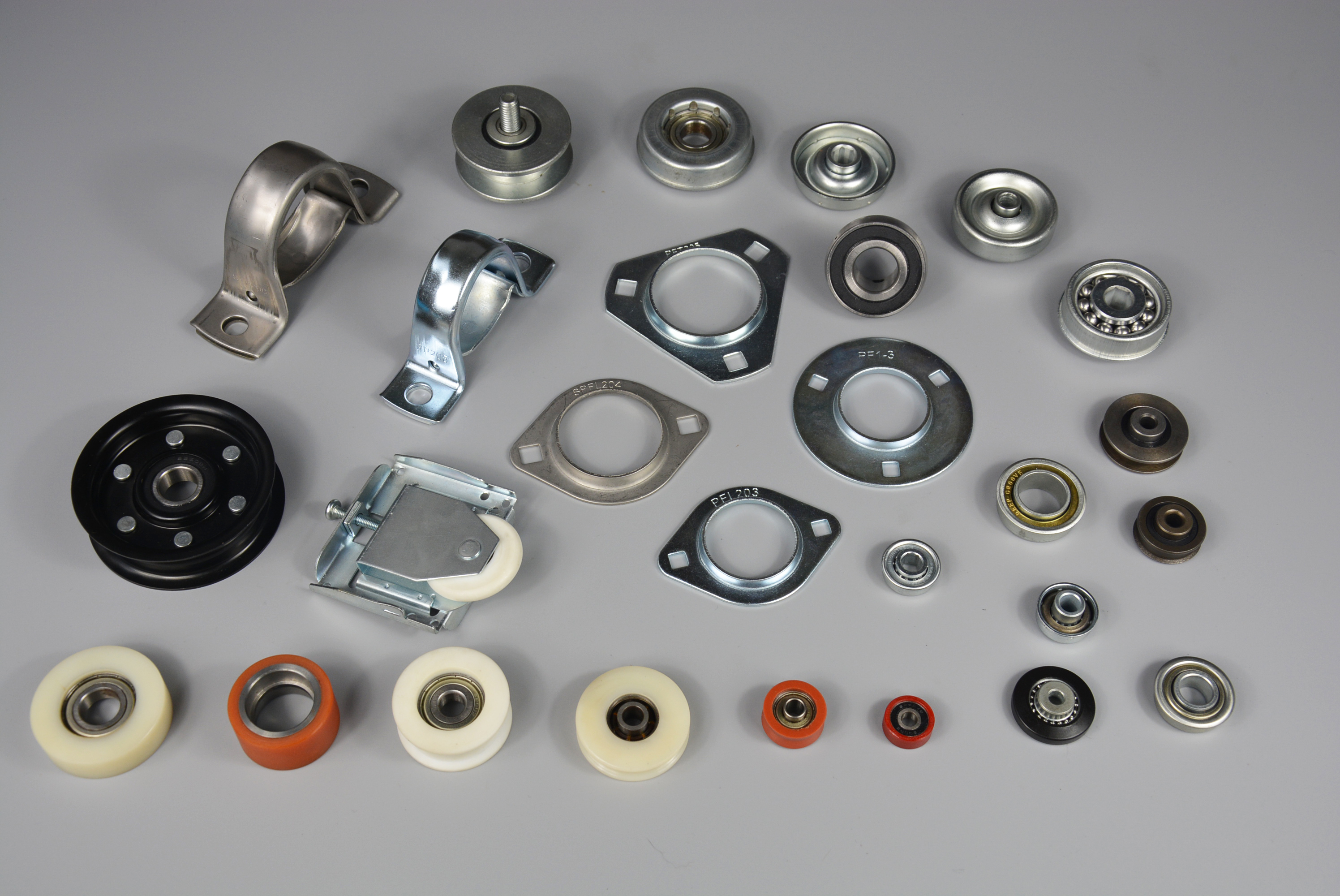 Pressed bearings, pulleys